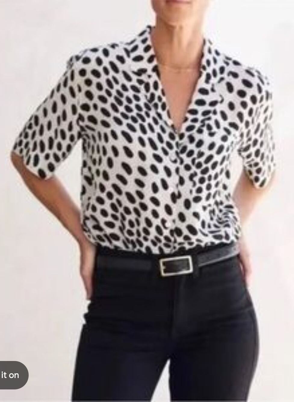 AYR The Pool Boy Hot Dot White Black Silk Blend Top Small